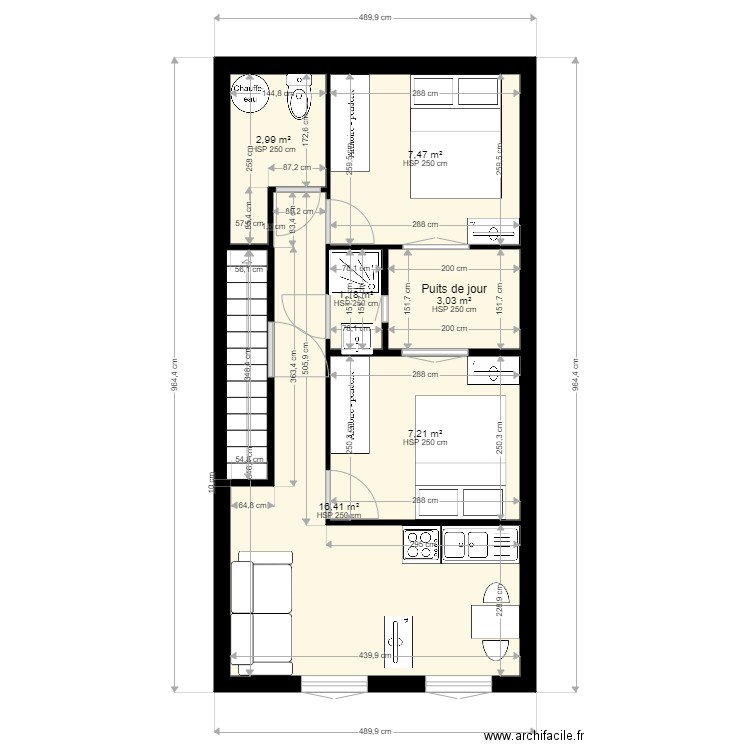 PLAN appartement 2 . Plan de 6 pièces et 38 m2