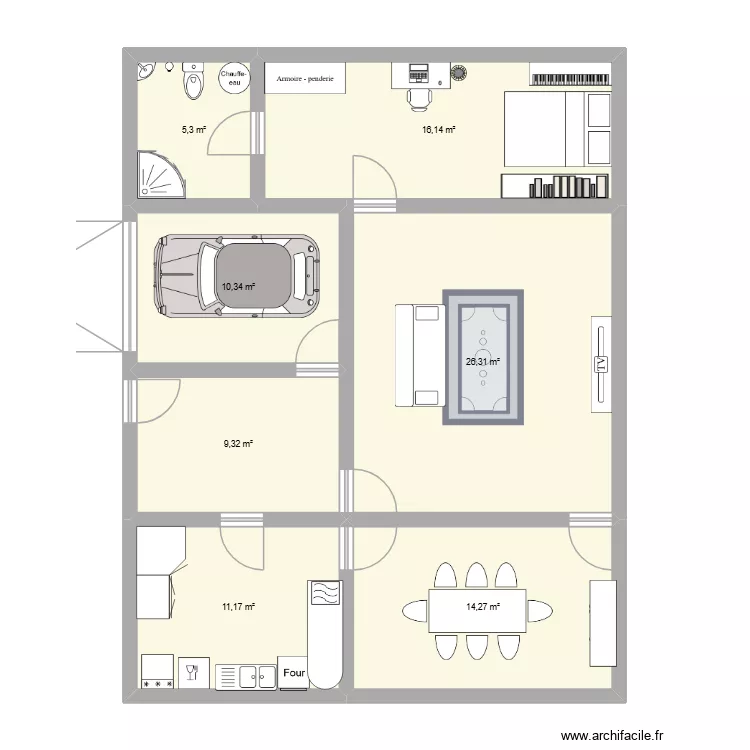 noham base. Plan de 7  et 93 m²