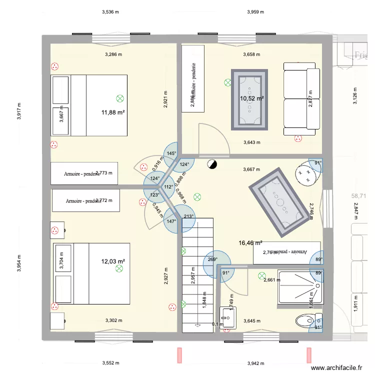 plan agrandis haut 4 nouveau. Plan de 23  et 182 m²