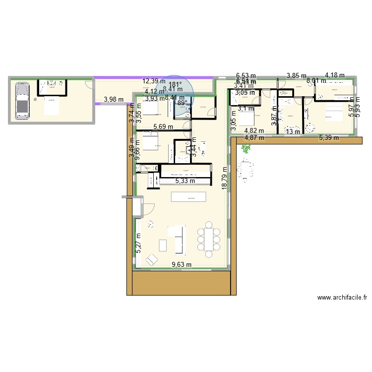 maison la sabine V8. Plan de 18 pièces et 307 m2