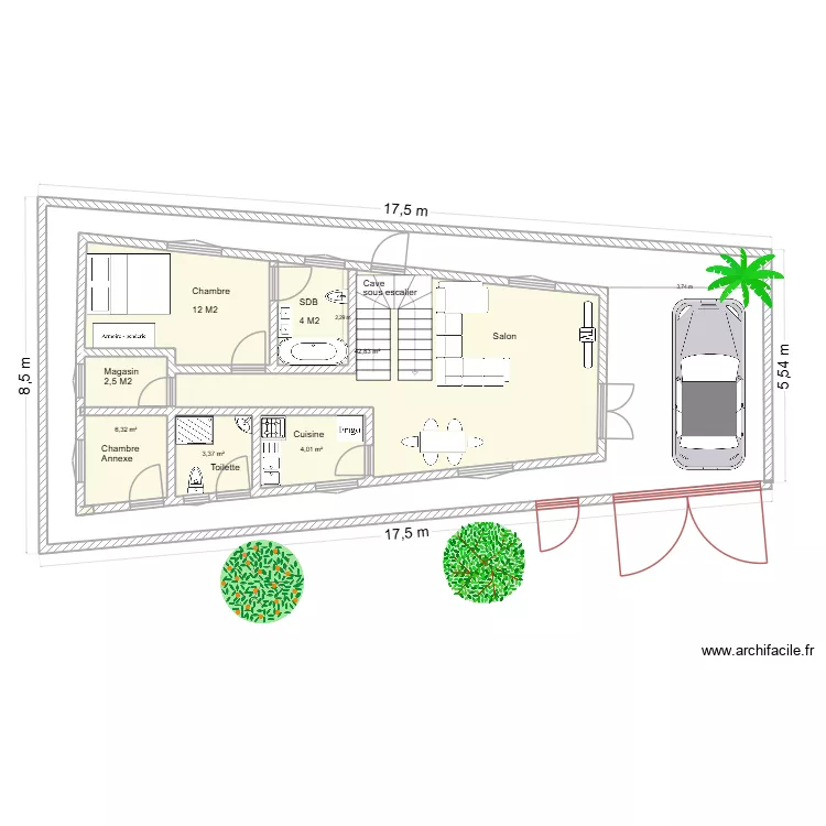 Proposition plan CD. Plan de 4 pièces et 57 m²