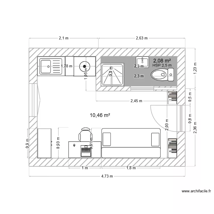 15 appartement Location. Plan de 2  et 13 m²