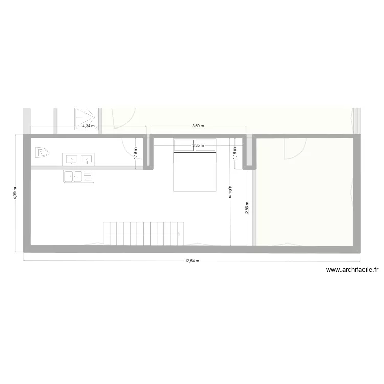 appart 1er gauche etape 5 avec etage. Plan de 4 pièces et 26 m²