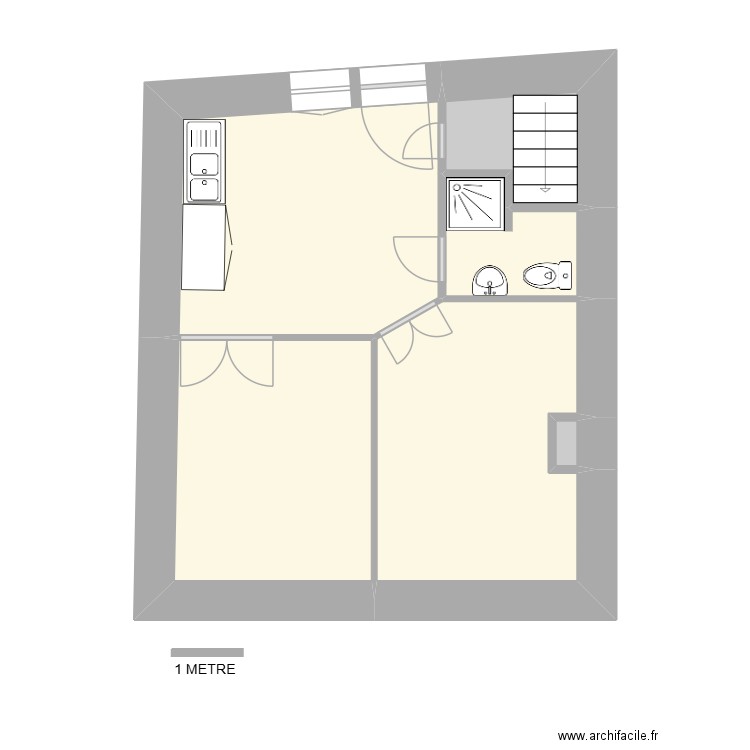 POTIERS 3 RDC. Plan de 6 pièces et 36 m2