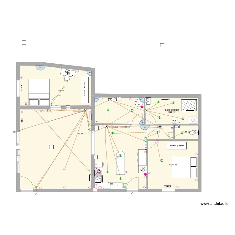 log. jb2 écairage. Plan de 4 pièces et 102 m2