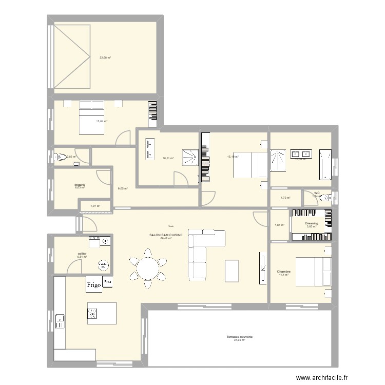 mimizan plus grand. Plan de 17 pièces et 215 m2