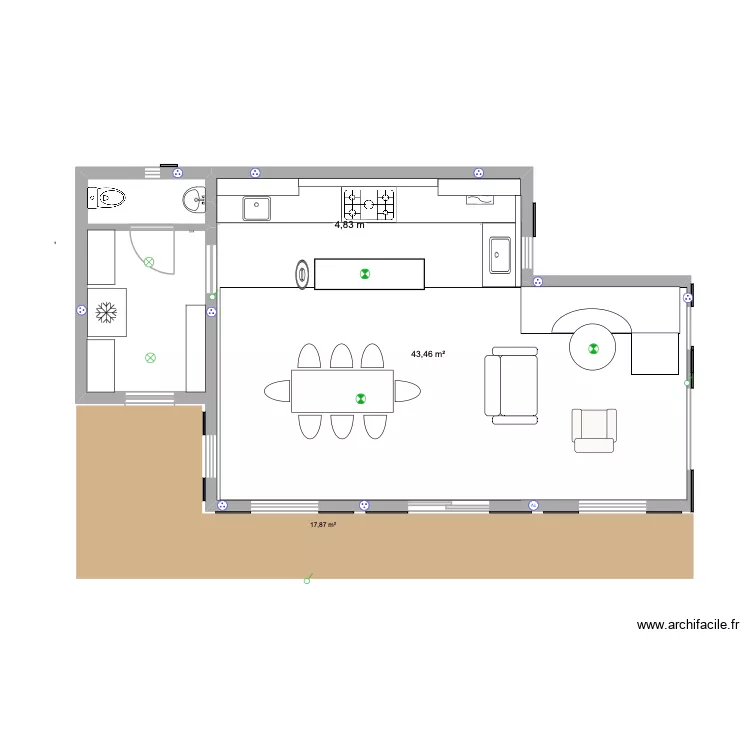 cuisine salon public 3. Plan de 1 et 43 m² cuisine salon public 3. Plan de 1 et 43 m²