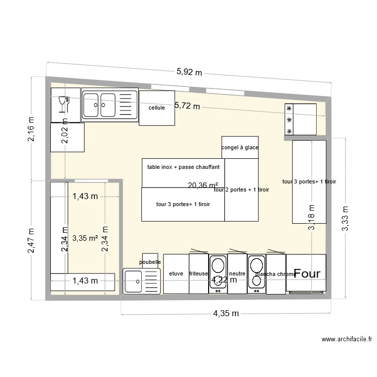 lusin. Plan de 2 pièces et 24 m2