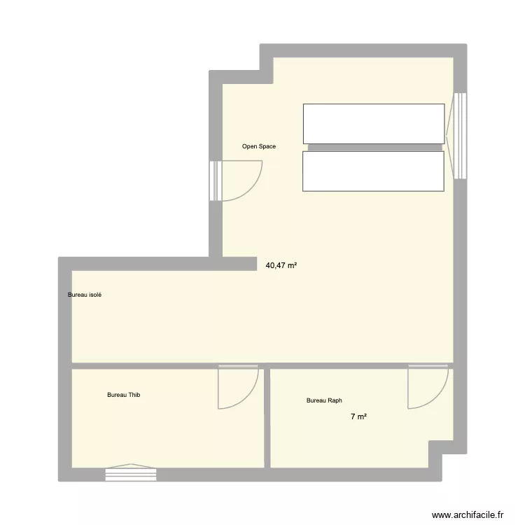 bureau noeud pap. Plan de 2  et 47 m²