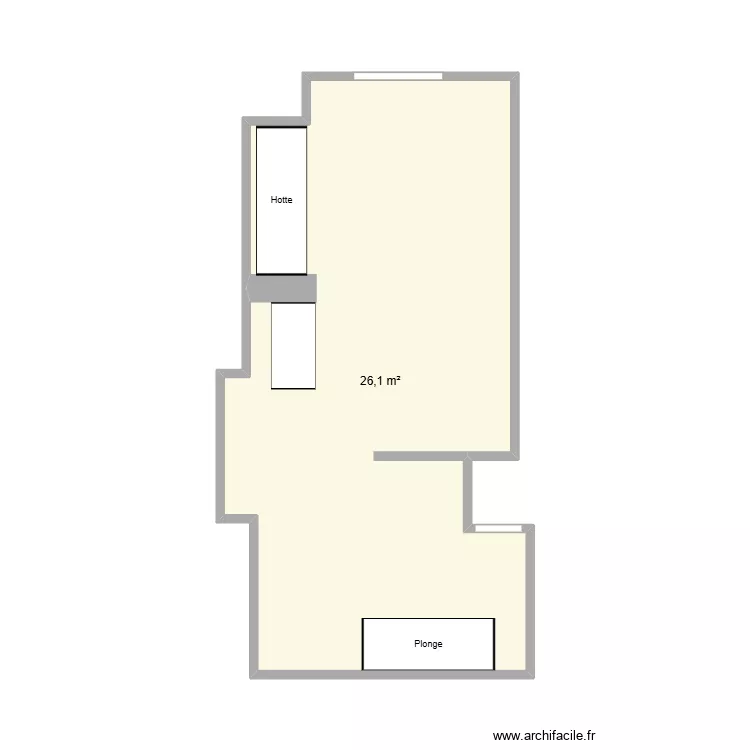 L'esprit bouillon V2. Plan de 1  et 26 m²