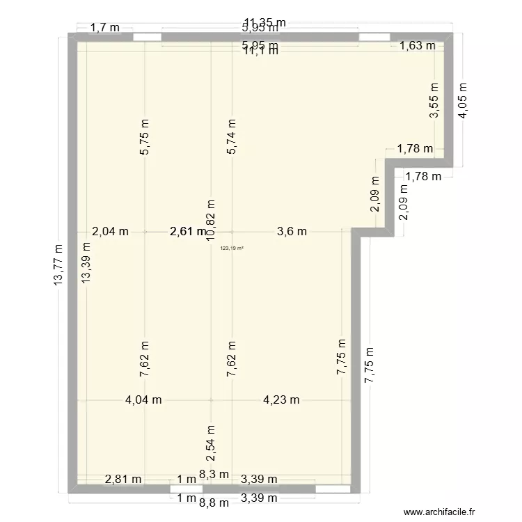 Plan intérieur sans Modif. Plan de 1 et 123 m² Plan intérieur sans Modif. Plan de 1 et 123 m²