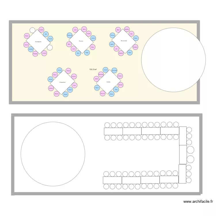 Mariage4. Plan de 1  et 133 m²