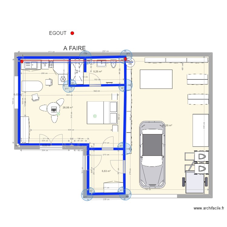 GARAGE 26 V PORTE. Plan de 7 pièces et 82 m2