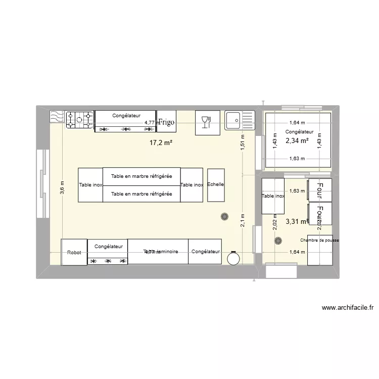 labo patisserie. Plan de 3 Pièces et 23 m² labo patisserie. Plan de 3 Pièces et 23 m²