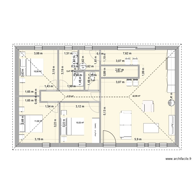 lapugnoy. Plan de 8 pièces et 88 m2