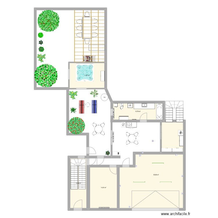 RDC2 Vide. Plan de 5 pièces et 99 m2