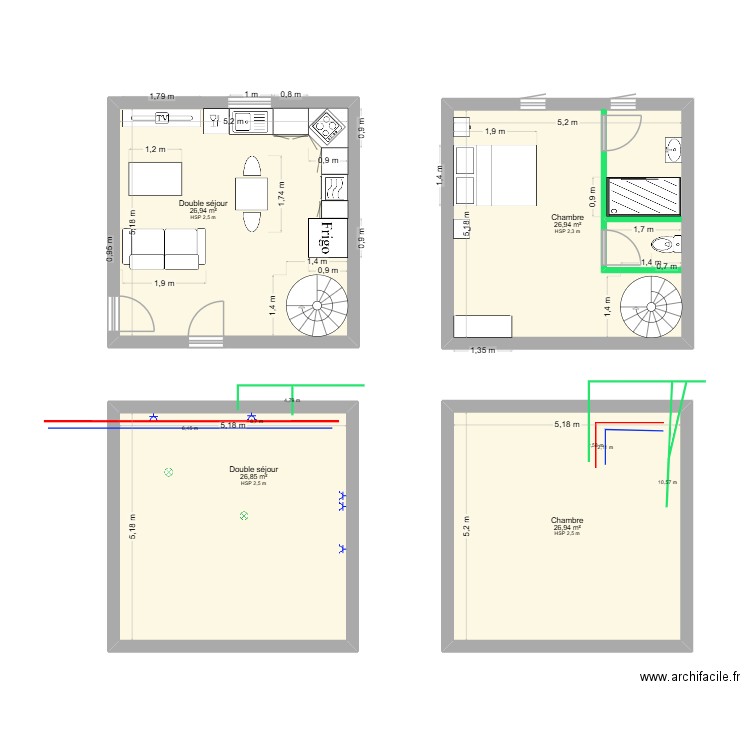 gite 2 personnes. Plan de 4 pièces et 108 m2