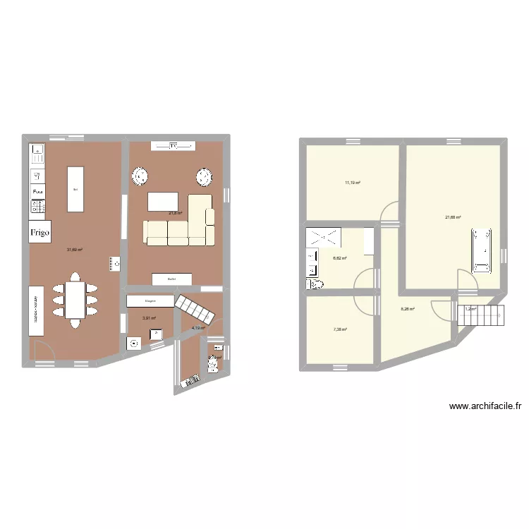 &eacute;tage vie. Plan de 11  et 119 m²