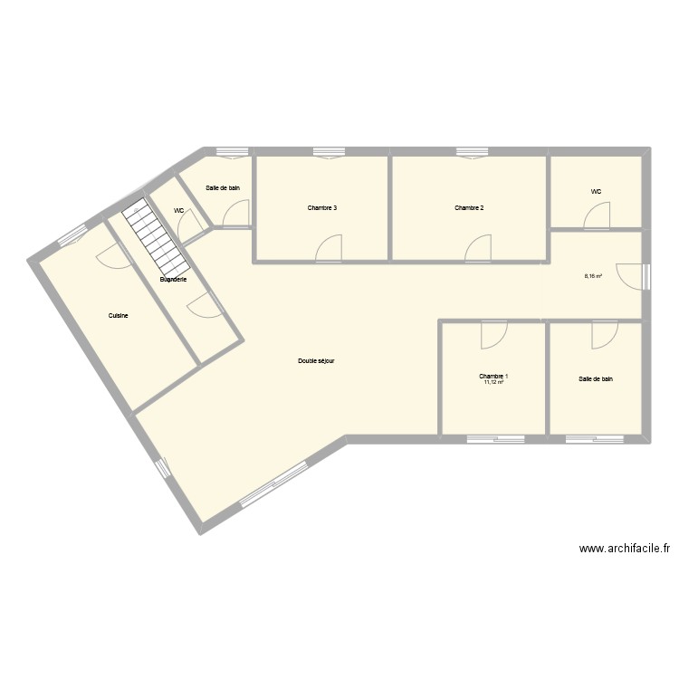 cesseras. Plan de 14 pièces et 294 m2