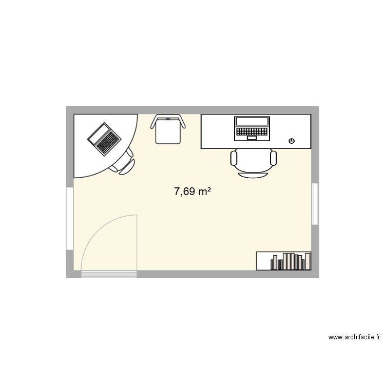 bureau bebou. Plan de 1 pièce et 8 m2