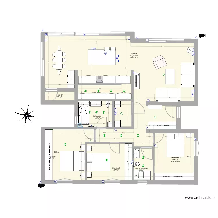 Maison compl&egrave;te. Plan de 