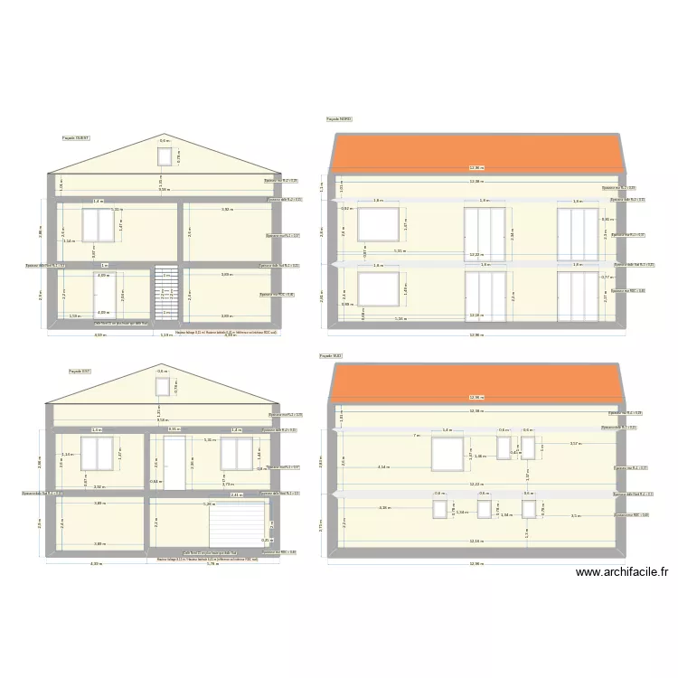 Reconstruction Maison coupe 01-2026. Plan de 19  et 296 m²