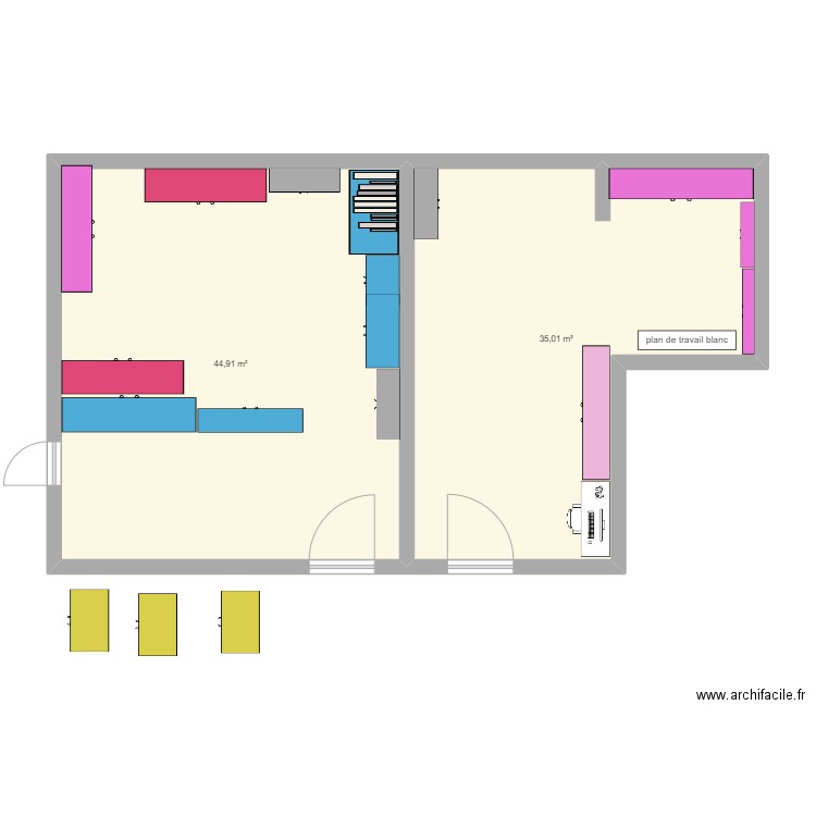 aménagement dar a . Plan de 2 pièces et 80 m2