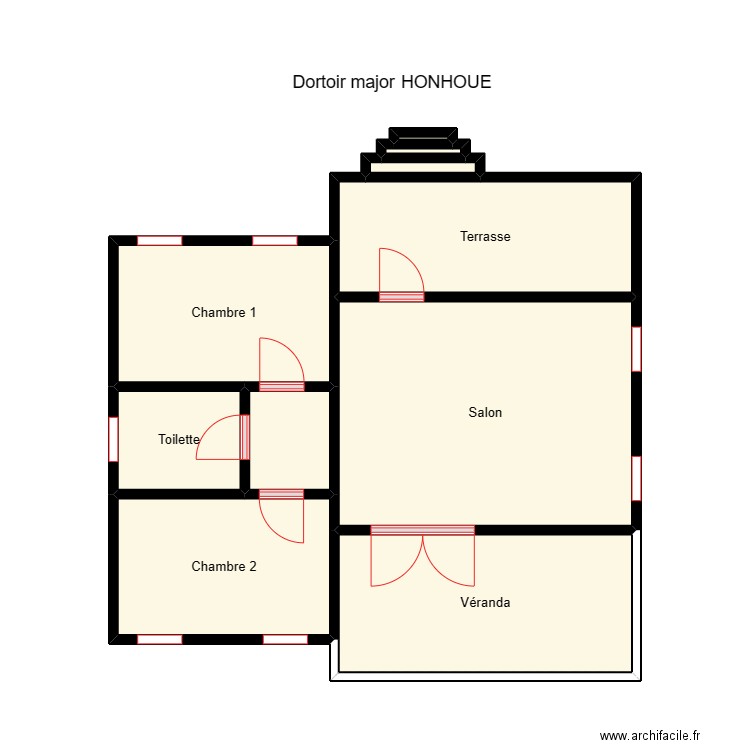 Vue en plan dortoir major. Plan de 10 pièces et 40 m2