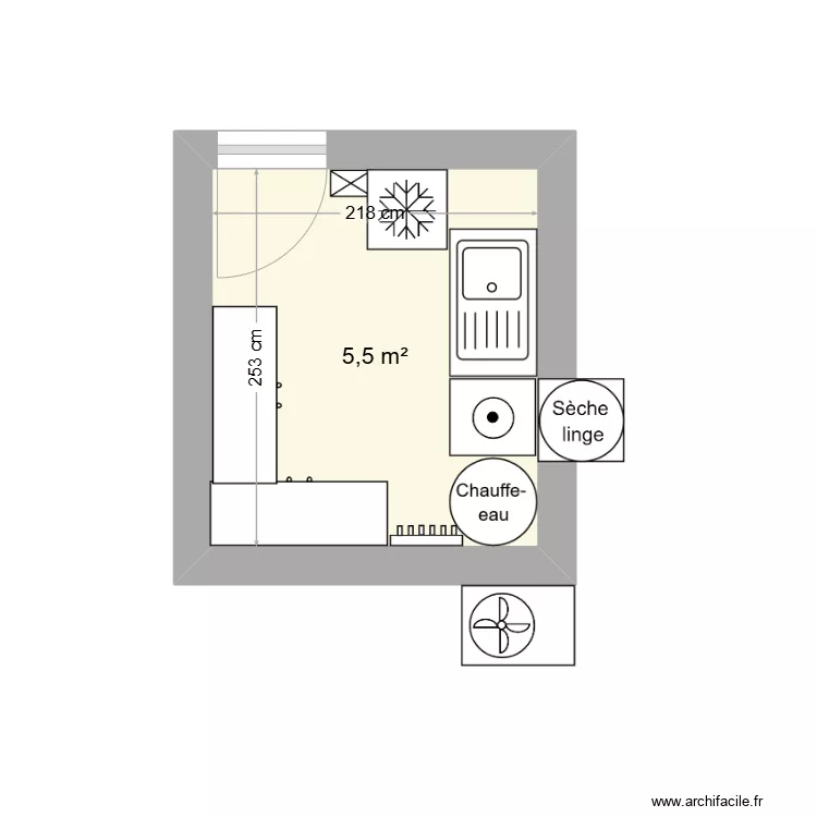 Buanderie. Plan de 