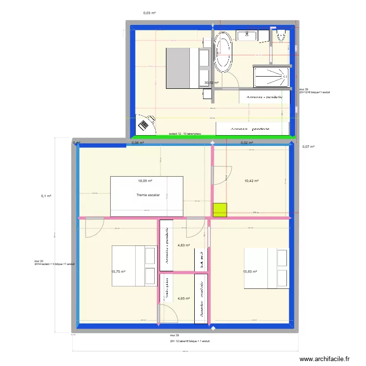 plan &eacute;tage. Plan de 
