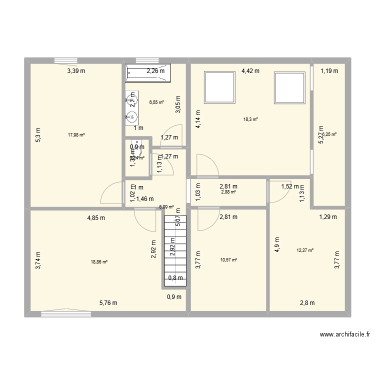 r+1 aubenton. Plan de 10 pièces et 101 m2