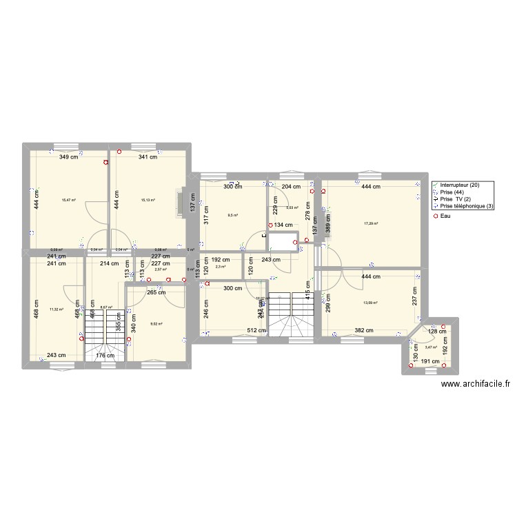 Tourelles 1er actuel OK. Plan de 27 pièces et 198 m2