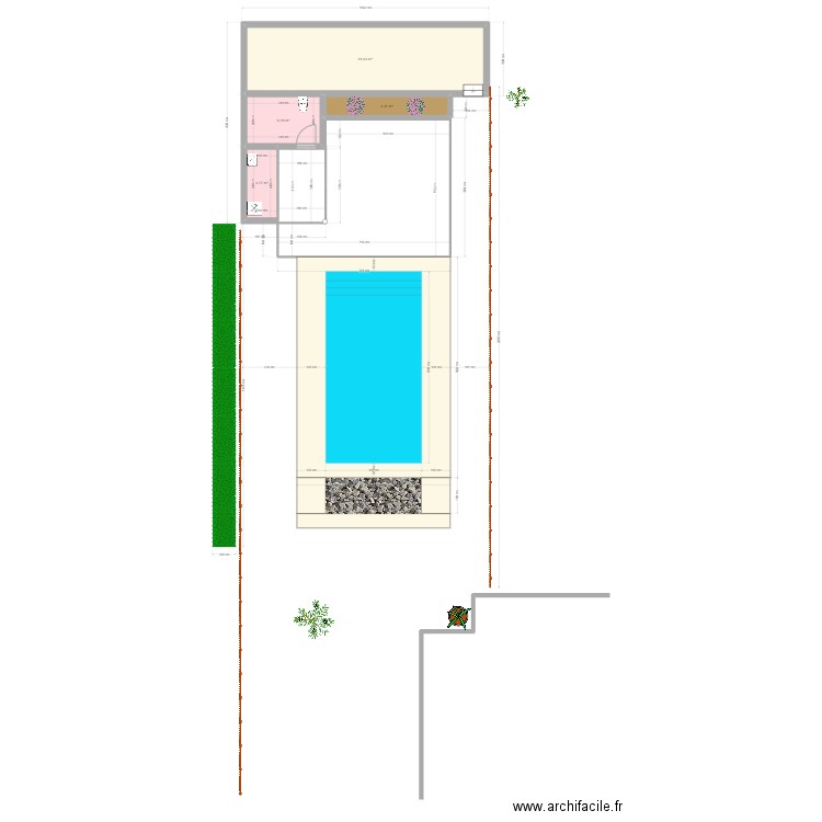 PISCINE COMPLET. Plan de 4 pièces et 41 m2