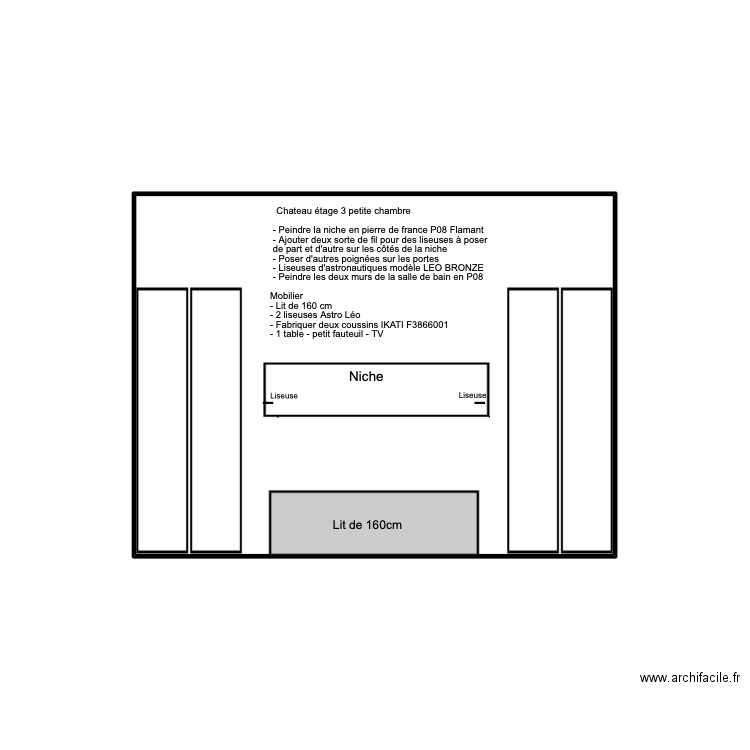 Marssac étage 3 petite chambre. Plan de 1 pièce et 10 m2