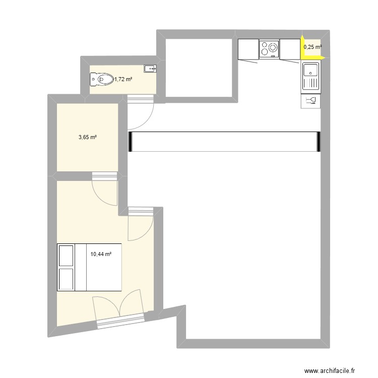 Terasse notre dame. Plan de 4 pièces et 16 m2