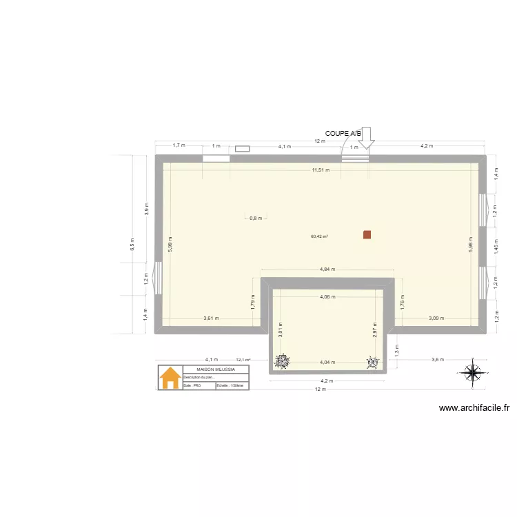 maison MEUSSIA plancher sans cloison. Plan de 