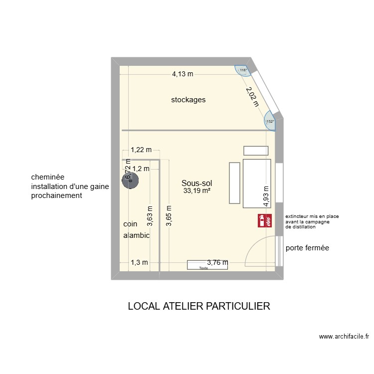 LOCAL ATELIER PARTICULIER. Plan de 1 pièce et 33 m2
