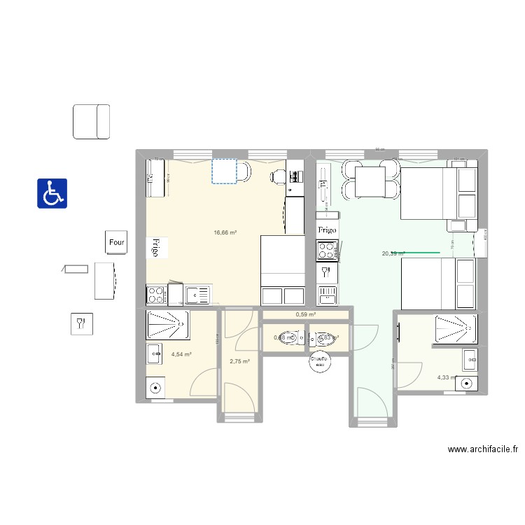 plan D le dôme . Plan de 8 pièces et 51 m2