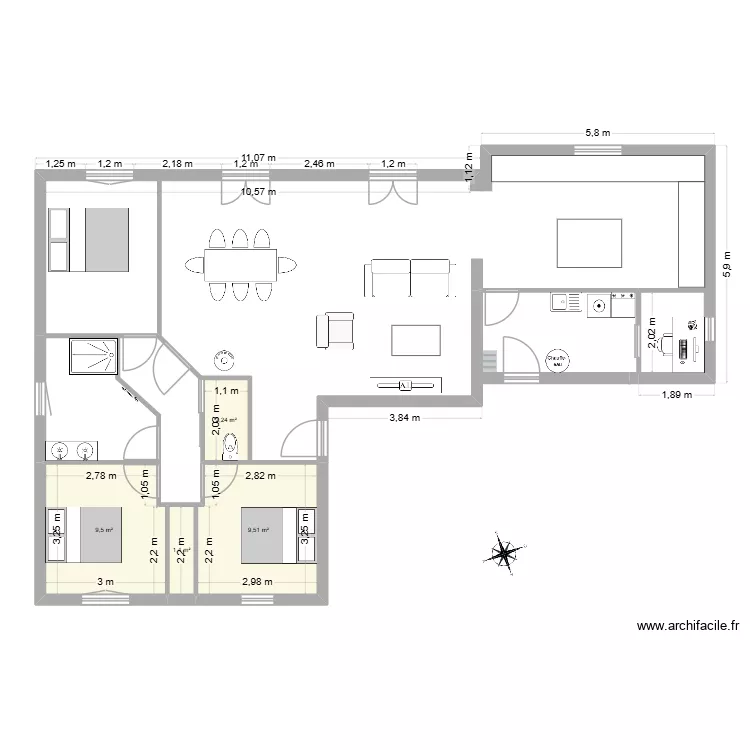 Thib & Pasc. Plan de 4  et 23 m²