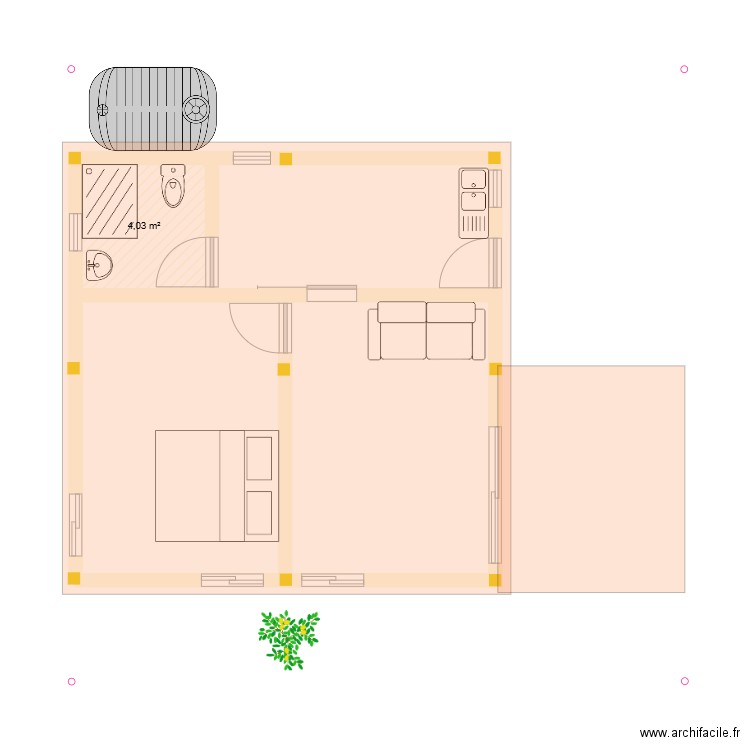 Seka I. Plan de 1 pièce et 4 m2