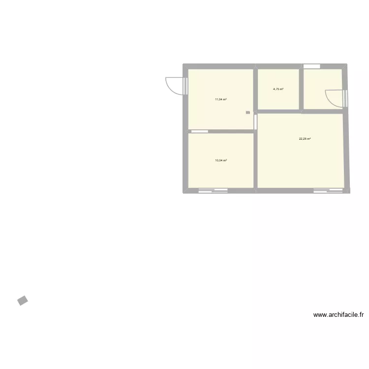 etable amenagement. Plan de 4 pièces et 48 m²
