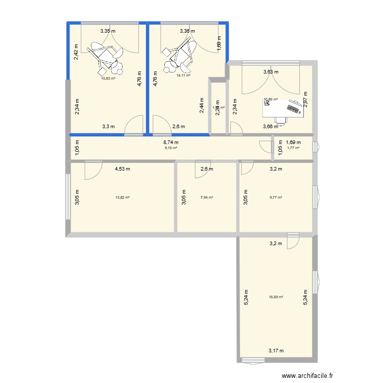 9 stade villa aiguillon  essai 3. Plan de 10 pièces et 101 m2