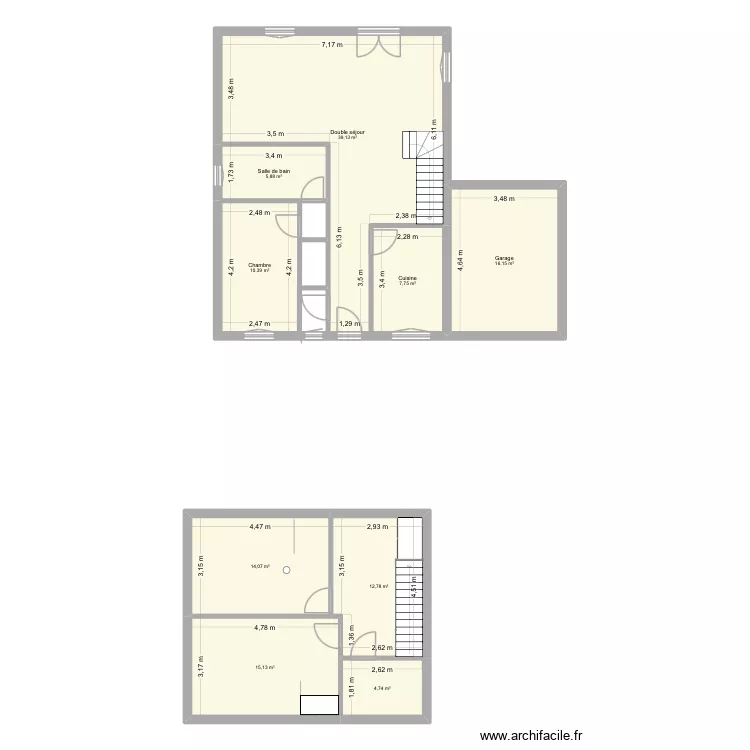 Maison. Plan de 9  et 126 m²