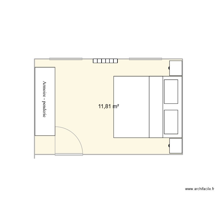 CHAMBRE TASNIM. Plan de 1 pièce et 12 m2