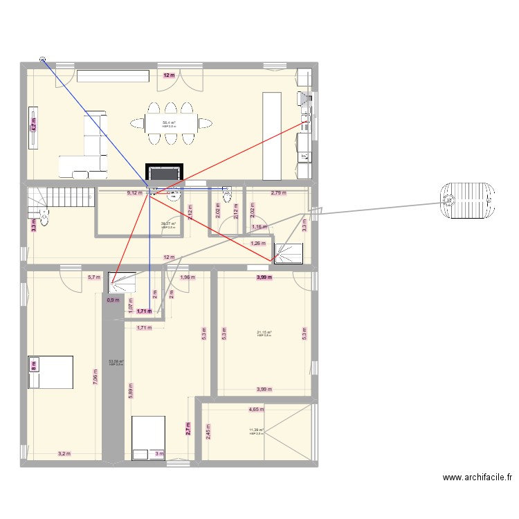 Maison. Plan de 5 pièces et 182 m2