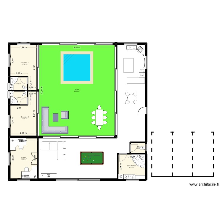 Rêve Richard. Plan de 8 pièces et 141 m2
