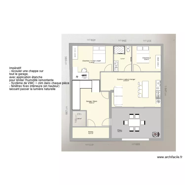 RDC Amandine et Mathieu. Plan de 8 et 96 m² RDC Amandine et Mathieu. Plan de 8 et 96 m²