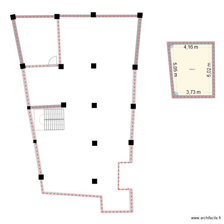 Esquisse 2. Plan de 1 pièce et 20 m2