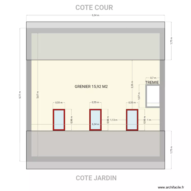 Plan dessus garage ACTUEL. Plan de 