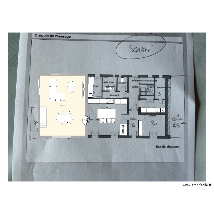 maison rdv. Plan de 1 pièce et 44 m2